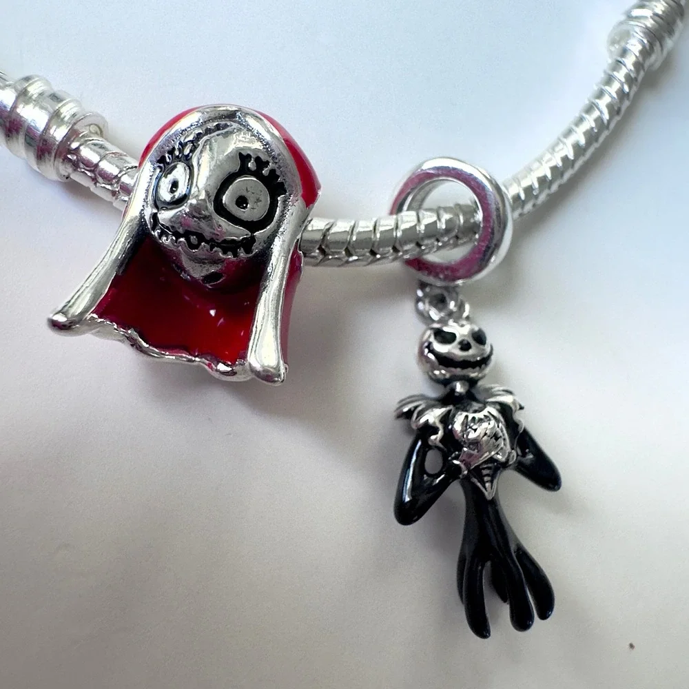 Nightmare Before Christmas Sally Jack Skellington Charm Bracelet Pandora Style - Picture 5 of 9